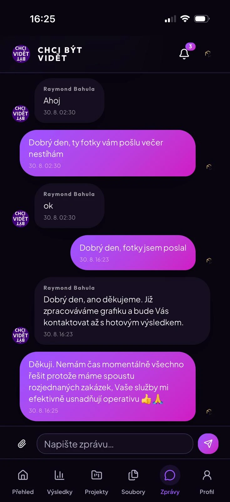 Přímá komunikace v klientské aplikaci CHCI BÝT VIDĚT